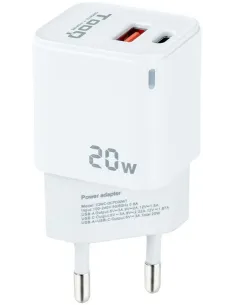 TooQ TQWC-QCPD20WT Cargador de Pared Universal USB-A/USB-C 20W Blanco-AATCAT0348