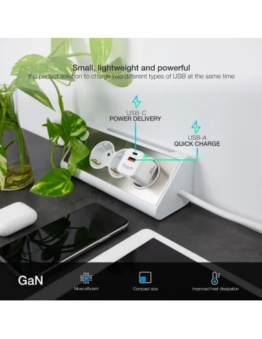TooQ TQWC-GANQCPD30WT Cargador de Pared Universal USB-A/USB-C 30W Blanco