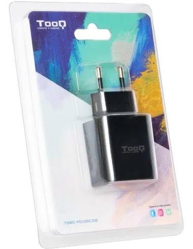 TooQ TQWC-PDUSBC20B Cargador de Pared Universal USB-C 20W Negro