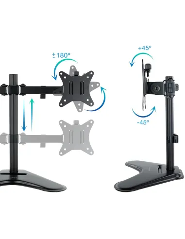 TooQ DB1702TN-B Soporte de Mesa Doble Brazo Inclinable Giratorio para Monitor 17"-32" Máx. 9Kg Negro