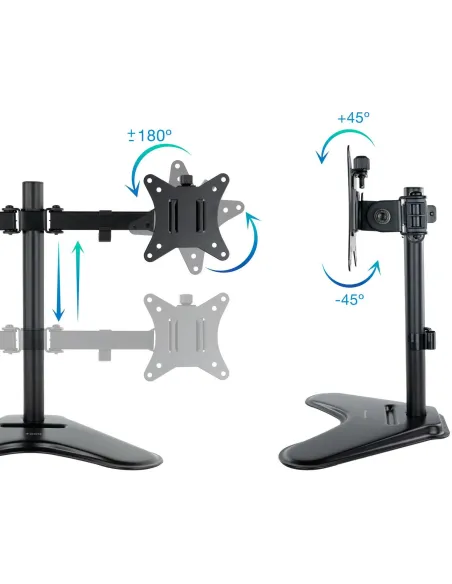 TooQ DB1702TN-B Soporte de Mesa Doble Brazo Inclinable Giratorio para Monitor 17"-32" Máx. 9Kg Negro