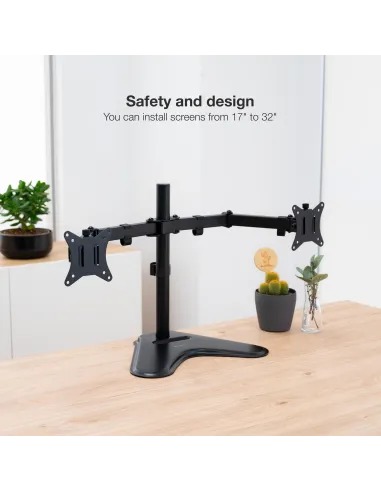 TooQ DB1702TN-B Soporte de Mesa Doble Brazo Inclinable Giratorio para Monitor 17"-32" Máx. 9Kg Negro
