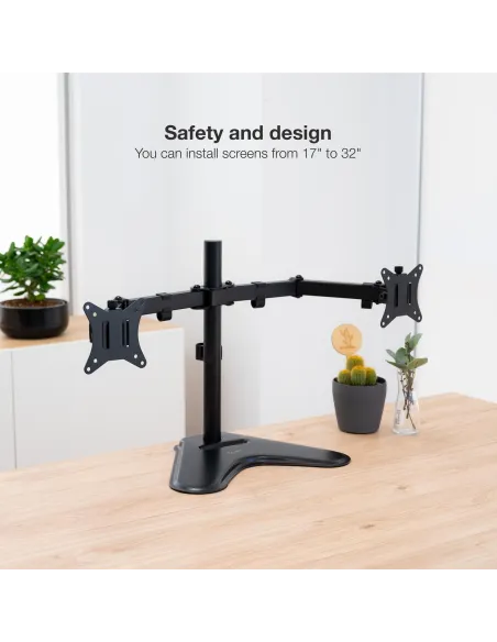 TooQ DB1702TN-B Soporte de Mesa Doble Brazo Inclinable Giratorio para Monitor 17"-32" Máx. 9Kg Negro