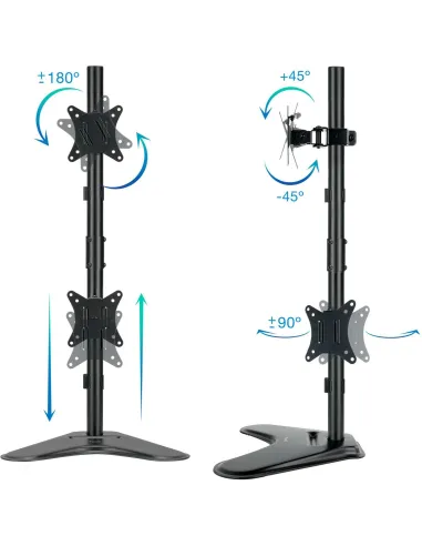 TooQ DB1703TNV-B Soporte Vertical Inclinable Giratorio para 2 Monitores 17"-32" Máx. 9Kg Negro