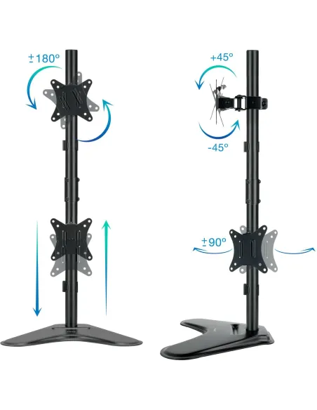 TooQ DB1703TNV-B Soporte Vertical Inclinable Giratorio para 2 Monitores 17"-32" Máx. 9Kg Negro