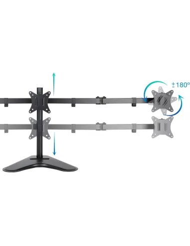 TooQ DB1704TN-B Soporte de Mesa para 3 Pantallas 17"-27" Máx. 21Kg Negro