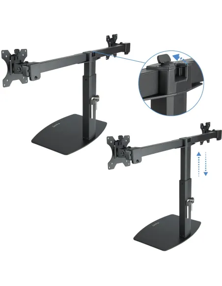 TooQ DB1727TN-B Soporte de Mesa de 2 Brazos Monitor/TV 17"-27" 6Kg por Brazo Negro