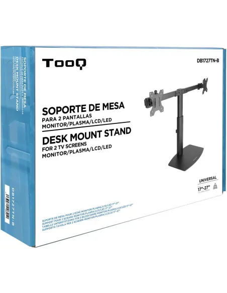 TooQ DB1727TN-B Soporte de Mesa de 2 Brazos Monitor/TV 17"-27" 6Kg por Brazo Negro