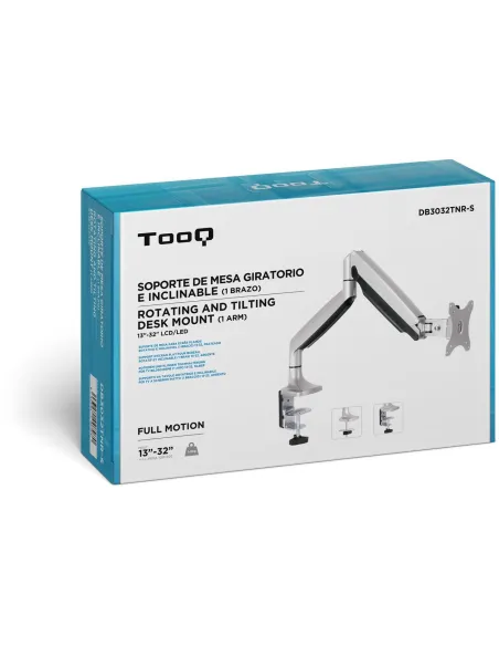 TooQ DB3032TNR-S Soporte Monitor Giratorio e Inclinable para Pantallas 13"-32" Máx. 9Kg Gris