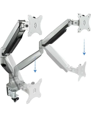 TooQ DB3132TNR-S Soporte Monitor Giratorio de 2 Brazos para Pantallas 13"-32" Máx. 18 Kg Gris