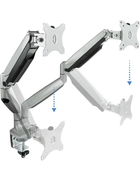 TooQ DB3132TNR-S Soporte Monitor Giratorio de 2 Brazos para Pantallas 13"-32" Máx. 18 Kg Gris