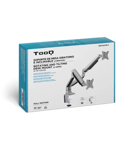 TooQ DB3132TNR-S Soporte Monitor Giratorio de 2 Brazos para Pantallas 13"-32" Máx. 18 Kg Gris