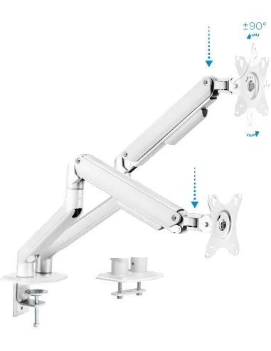 TooQ DB4132TNR-W Soporte de Mesa para 2 Monitores/TVs 17"-32" Máx. 9Kg cada Brazo Blanco