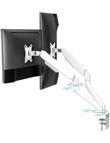 TooQ DB4132TNR-W Soporte de Mesa para 2 Monitores/TVs 17"-32" Máx. 9Kg cada Brazo Blanco