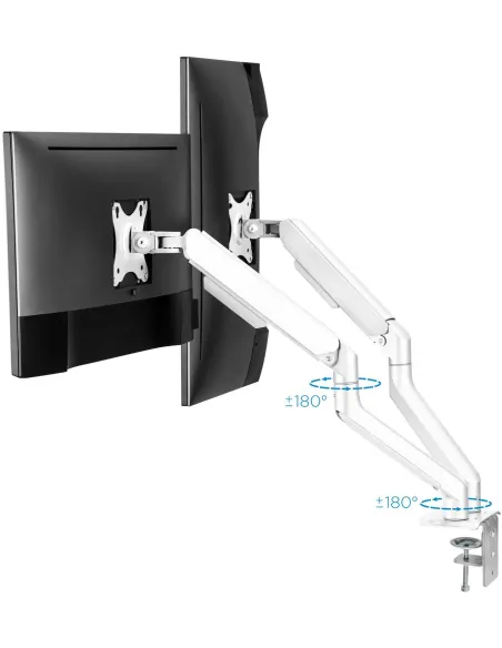 TooQ DB4132TNR-W Soporte de Mesa para 2 Monitores/TVs 17"-32" Máx. 9Kg cada Brazo Blanco
