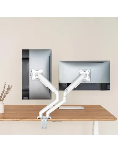 TooQ DB4132TNR-W Soporte de Mesa para 2 Monitores/TVs 17"-32" Máx. 9Kg cada Brazo Blanco