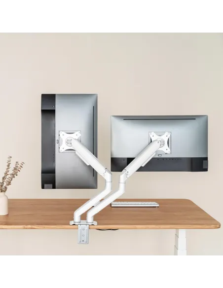 TooQ DB4132TNR-W Soporte de Mesa para 2 Monitores/TVs 17"-32" Máx. 9Kg cada Brazo Blanco