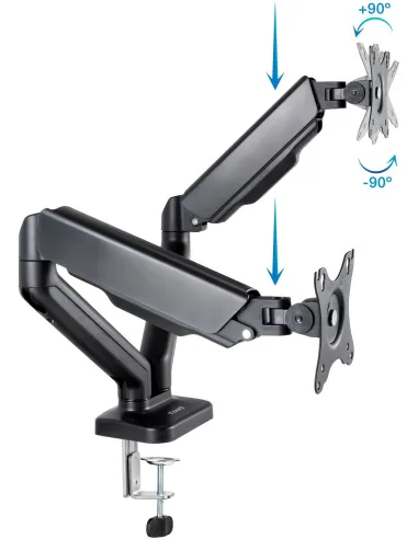 TooQ DB5132TNR-B Soporte de Mesa para 2 Pantallas 17 - 32" Máx. 9Kg Negro