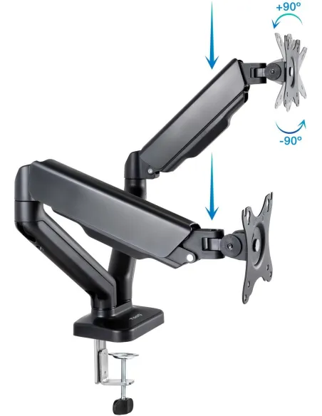 TooQ DB5132TNR-B Soporte de Mesa para 2 Pantallas 17"-32" Máx. 9Kg Negro