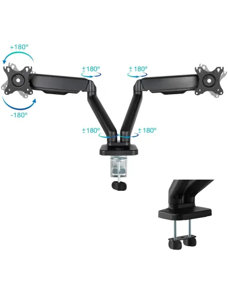 TooQ DB5132TNR-B Soporte de Mesa para 2 Pantallas 17"-32" Máx. 9Kg Negro