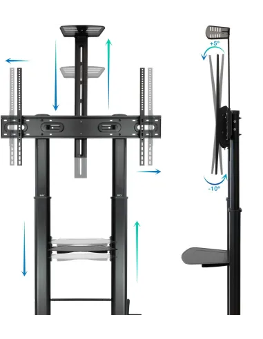TooQ FS20400M-B Soporte de Suelo con Ruedas para Pantallas de 60"-100" Máx. 100Kg Negro