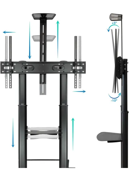 TooQ FS20400M-B Soporte de Suelo con Ruedas para Pantallas de 60"-100" Máx. 100Kg Negro
