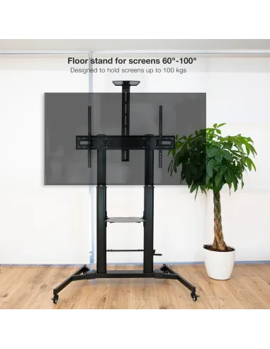 TooQ FS20400M-B Soporte de Suelo con Ruedas para Pantallas de 60"-100" Máx. 100Kg Negro