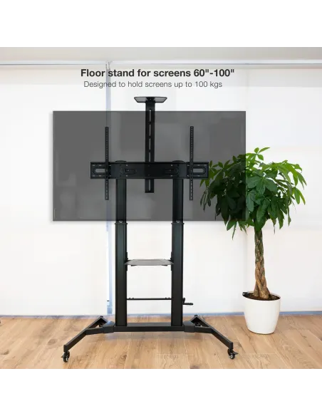 TooQ FS20400M-B Soporte de Suelo con Ruedas para Pantallas de 60"-100" Máx. 100Kg Negro