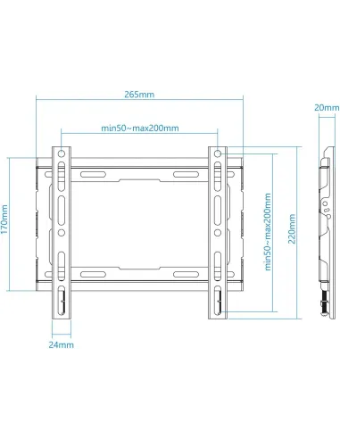 TooQ LP1043F-B Soporte de Pared para Monitor/TV 23"-43" Máx. 45Kg Negro