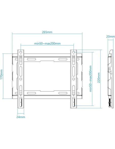 TooQ LP1043F-B Soporte de Pared para Monitor/TV 23"-43" Máx. 45Kg Negro