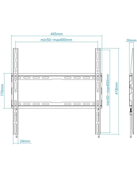 TooQ LP1070F-B Soporte de Pared para Monitor/TV 32"-70" Máx. 45Kg Negro