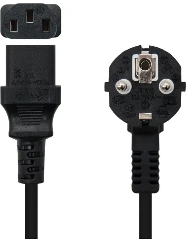 Nanocable 10.22.0102 Cable de Alimentación C13 Hembra a CEE7 Schuko Macho 1.5m