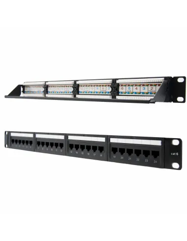 Nanocable 10.21.3124 Patch Panel 24 Puertos CAT.6 UTP 19" 1U Dual Negro