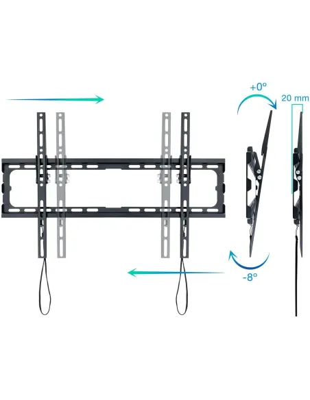 TooQ LP1081T-B Soporte de Pared Inclinable para Monitor/TV 37 - 80" Máx. 45Kg Negro
