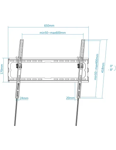 TooQ LP1081T-B Soporte de Pared Inclinable para Monitor/TV 37 - 80" Máx. 45Kg Negro