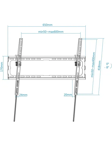 TooQ LP1081T-B Soporte de Pared Inclinable para Monitor/TV 37 - 80" Máx. 45Kg Negro