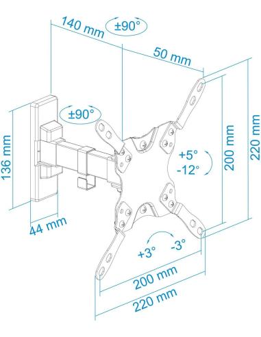 TooQ LP2042TNL-B Soporte de Pared para TV/Monitor 13"-42" Máx. 20Kg Negro