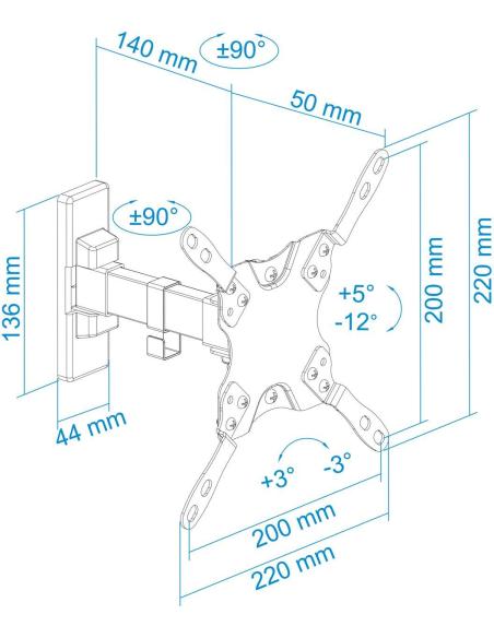 TooQ LP2042TNL-B Soporte de Pared para TV/Monitor 13"-42" Máx. 20Kg Negro