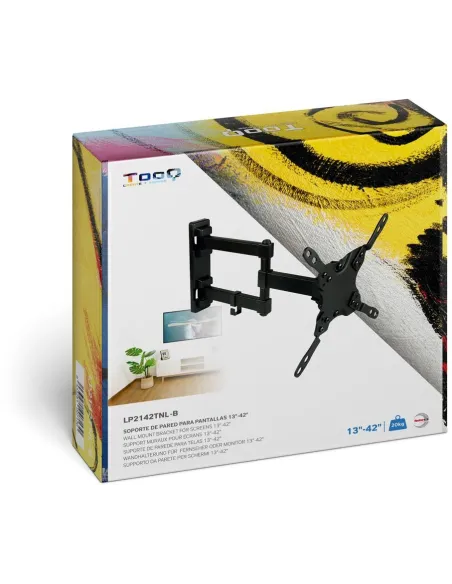 TooQ LP2142TNL-B Soporte de Pared Inclinable y Giratorio para Monitor/TV 13"-42" Máx. 20 Kg Negro