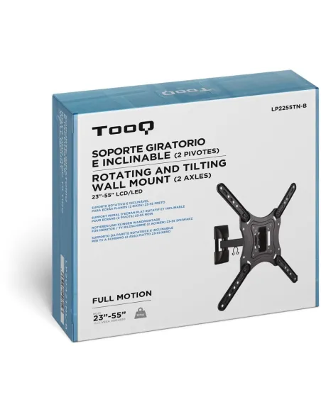 TooQ LP2255TN-B Soporte de Pared Giratorio e Inclinable para Monitor/TV 23"-55" Máx. 30Kg Negro