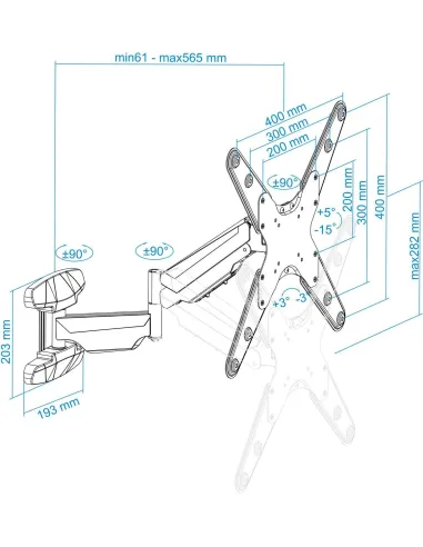 TooQ LP2355TN-B Soporte de Pared para Monitor/TV 23"-55" Máx. 30Kg Negro