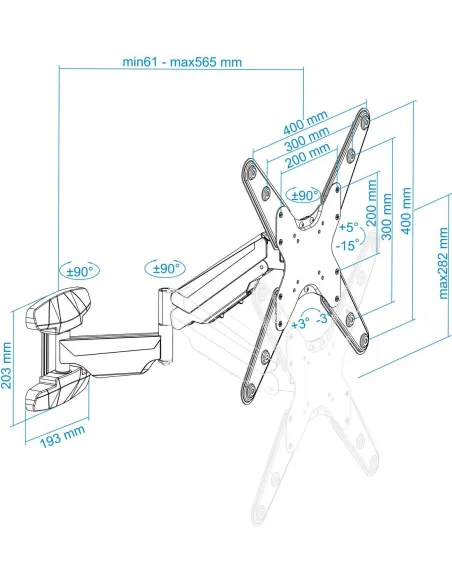 TooQ LP2355TN-B Soporte de Pared para Monitor/TV 23"-55" Máx. 30Kg Negro