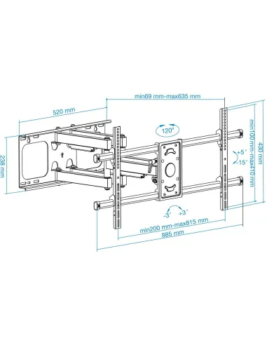 TooQ LP3790TN-B Soporte de Pared para Monitor/TV 37"-90" Máx. 75Kg Negro