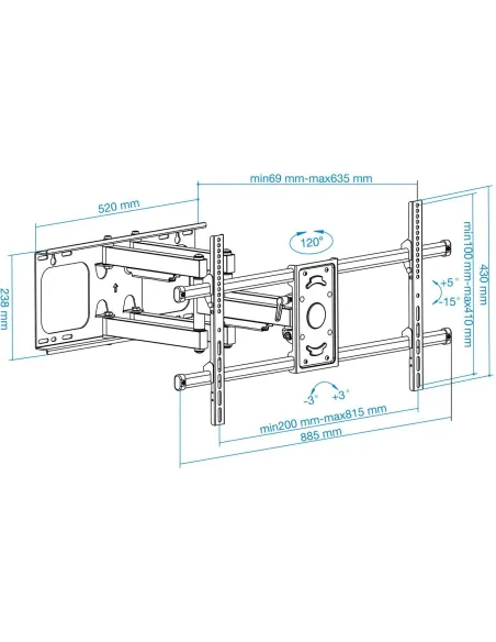 TooQ LP3790TN-B Soporte de Pared para Monitor/TV 37"-90" Máx. 75Kg Negro