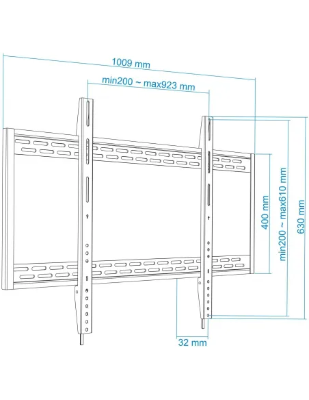 TooQ LP41130T-B Soporte de Pared Fijo para Monitor/TV 60"-100" Máx. 130kg Negro