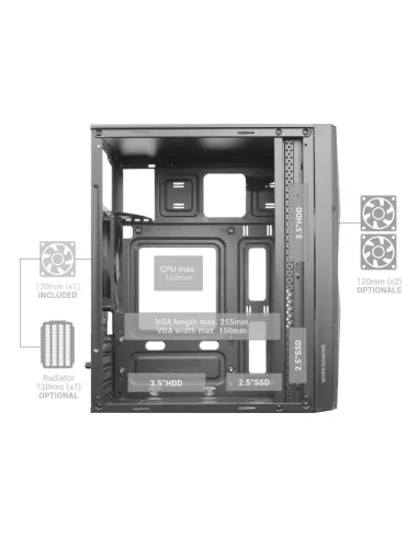 Mars Gaming MC-1500 Minitorre USB 3.0 con Ventana Negra