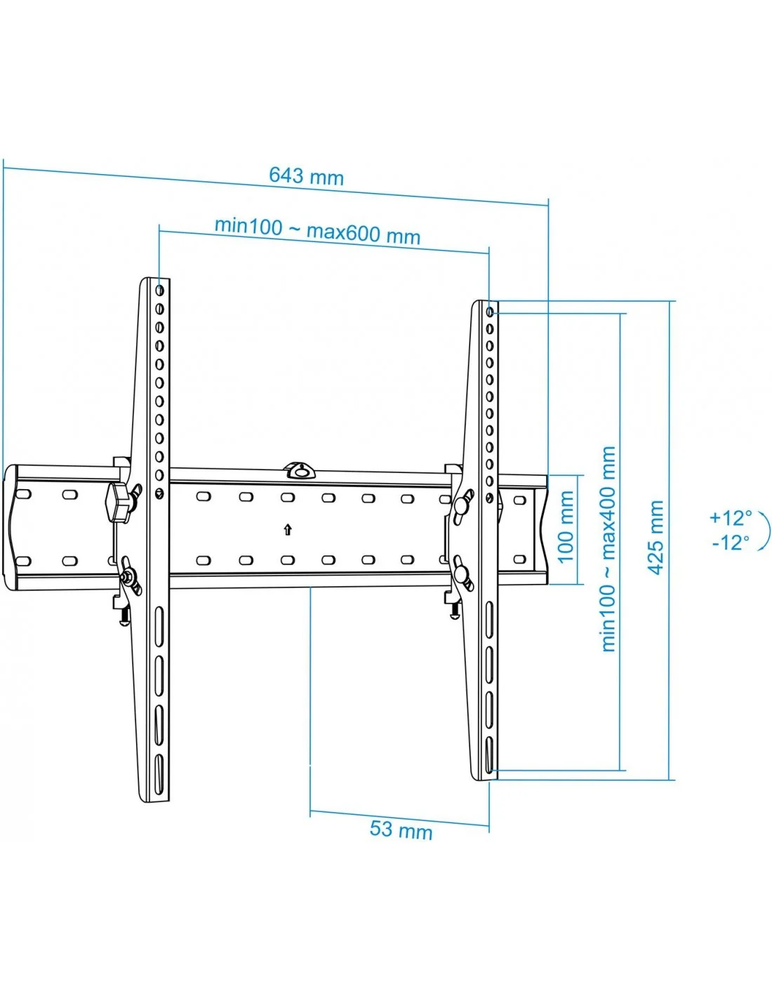 TooQ LP4270T-B Soporte de Pared Inclinable para Monitor/TV 37"-70" Máx. 40Kg Negro