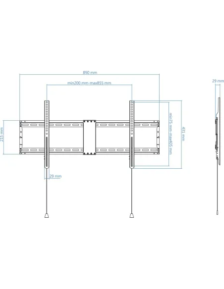 TooQ LP4390F-B Soporte de Pared Fijo para Monitor/TV 43"-90" Máx. 70Kg Negro