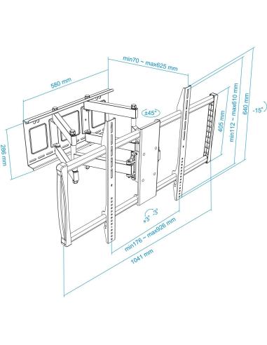 TooQ LP75100TN-B Soporte de Pared Inclinable y Giratorio para TV/Monitor 60"-100" Máx. 80kg Negro