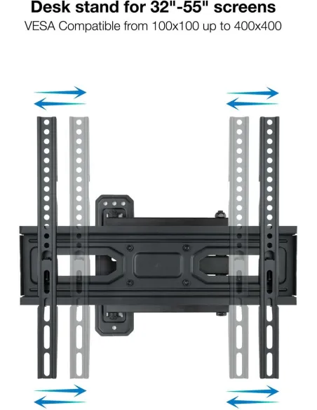 TooQ LP7843TN-B Soporte de Pared Inclinable y Giratorio para Pantallas 32"-55" Máx. 35Kg Negro